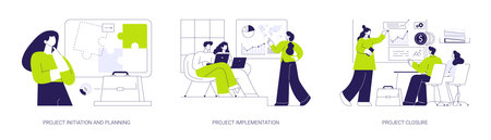 Project lifecycle abstract concept vector illustrations.のイラスト素材