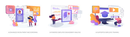AI in Human Resources abstract concept vector illustrations.のイラスト素材