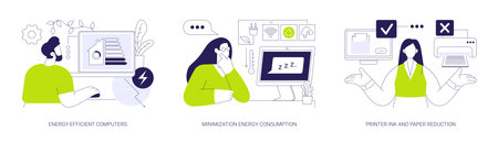 Green computing abstract concept vector illustrations.のイラスト素材