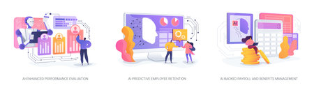 Artificial intelligence in HR abstract concept vector illustrations.のイラスト素材