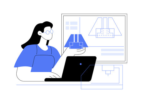 3D printing model isolated cartoon vector illustrations.のイラスト素材