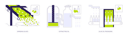 Olive oil production abstract concept vector illustrations.のイラスト素材