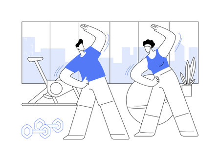 Training together isolated cartoon vector illustrations.のイラスト素材
