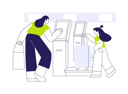 Baggage weighting scale abstract concept vector illustration.のイラスト素材
