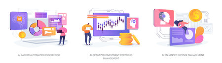 Artificial Intelligence for financial management abstract concept vector illustrations.のイラスト素材