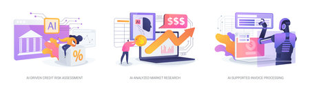 AI in financial management abstract concept vector illustrations.のイラスト素材
