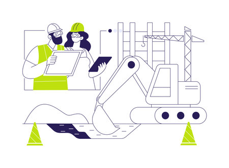 Excavation works abstract concept vector illustration.のイラスト素材