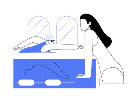 Swimming isolated cartoon vector illustrations.のイラスト素材