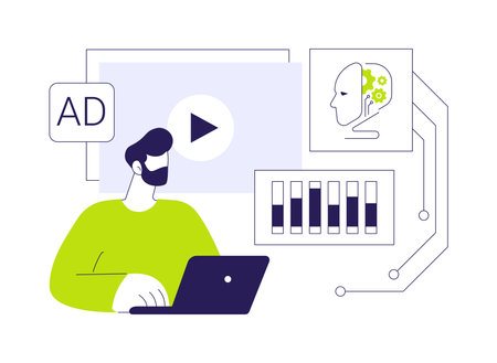 AI-Optimized Programmatic Advertising abstract concept vector illustration.のイラスト素材