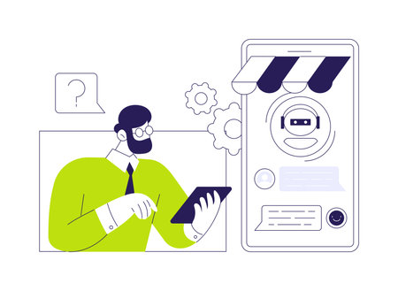 AI-Powered Sales Chatbot Assistance abstract concept vector illustration.のイラスト素材