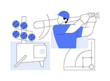 Pitching machine isolated cartoon vector illustrations.のイラスト素材
