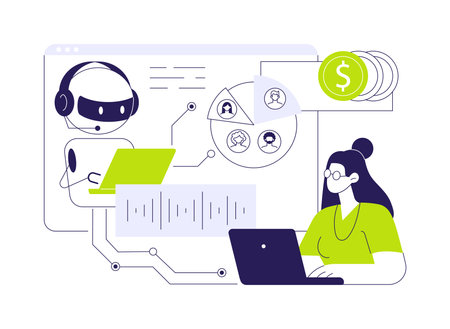 AI-Driven Call Analysis abstract concept vector illustration.のイラスト素材
