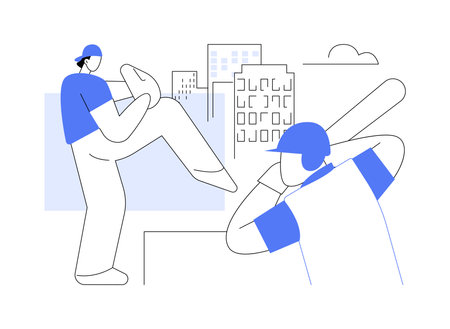 Urban baseball court isolated cartoon vector illustrations.のイラスト素材