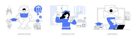 Student loan isolated cartoon vector illustrations seのイラスト素材