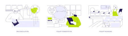 Yogurt manufacturing abstract concept vector illustrations.のイラスト素材