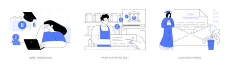 Student loan repayment isolated cartoon vector illustrations seのイラスト素材