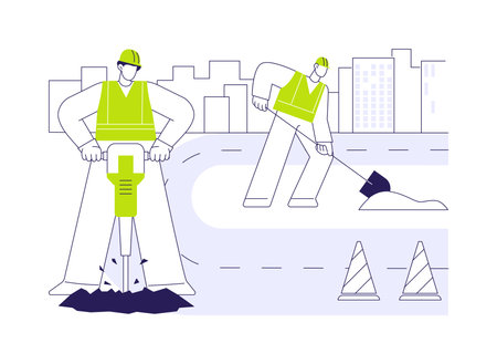 Road maintenance work abstract concept vector illustration.のイラスト素材