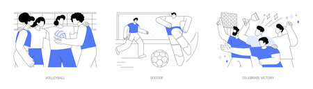 Student sport team isolated cartoon vector illustrations seのイラスト素材