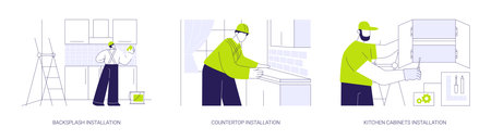 Kitchen works abstract concept vector illustrations.のイラスト素材