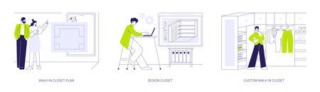 Walk-in closet layout abstract concept vector illustrations.のイラスト素材