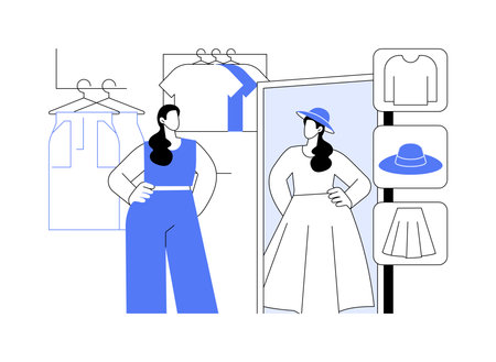 Virtual fitting room isolated cartoon vector illustrations.のイラスト素材