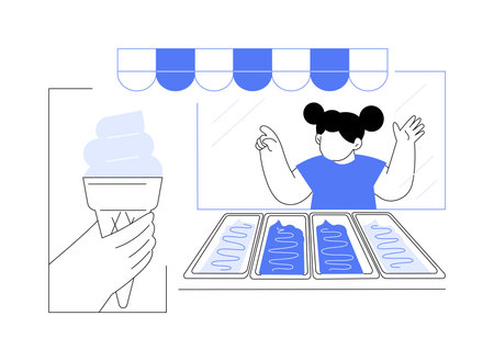Choosing ice-cream flavor isolated cartoon vector illustrations.のイラスト素材