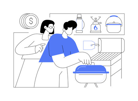 Camp kitchen equipment isolated cartoon vector illustrations.のイラスト素材
