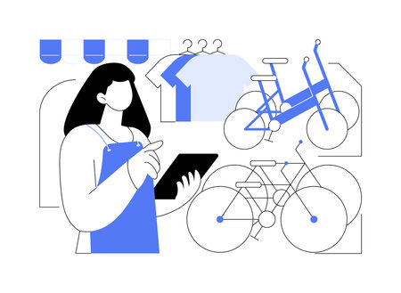 Cycling store isolated cartoon vector illustrations.のイラスト素材