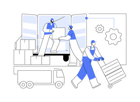 Unloading stock isolated cartoon vector illustrations.のイラスト素材