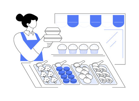 Supermarket deli department isolated cartoon vector illustrations.のイラスト素材