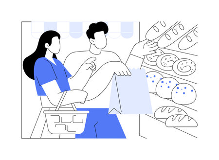 Bakery department isolated cartoon vector illustrations.のイラスト素材