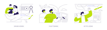 Private pilot courses abstract concept vector illustrations.のイラスト素材