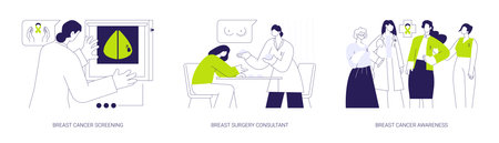 Breast cancer diagnosis abstract concept vector illustrations.のイラスト素材