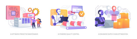 AI in Manufacturing abstract concept vector illustrations.のイラスト素材