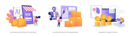 AI in E-commerce abstract concept vector illustrations.のイラスト素材