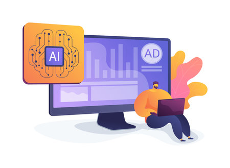 AI-Optimized Programmatic Advertising abstract concept vector illustration.のイラスト素材