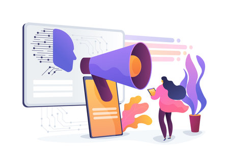 AI-Generated Marketing Content Assistance abstract concept vector illustration.のイラスト素材