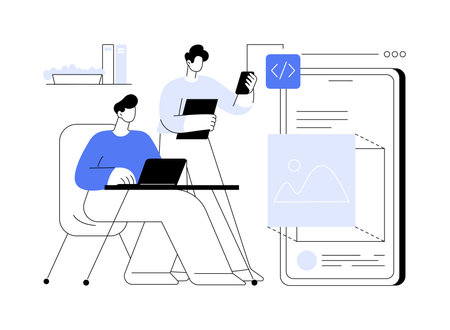 Mobile apps development abstract concept vector illustration.のイラスト素材