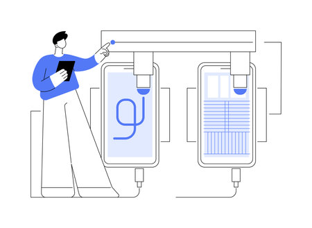 Smartphone testing abstract concept vector illustration.のイラスト素材