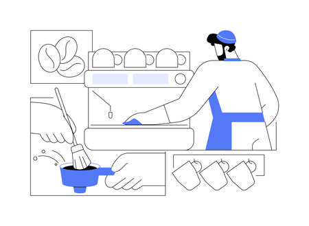 Cleaning coffee machine abstract concept vector illustration.のイラスト素材