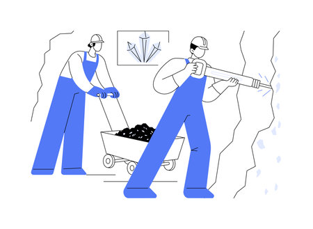 Underground gold mining abstract concept vector illustration.のイラスト素材