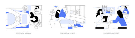 Post-pregnancy service isolated cartoon vector illustrations seのイラスト素材