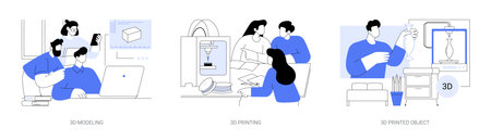 3D printing workshop isolated cartoon vector illustrations seのイラスト素材