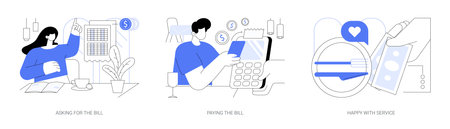 Paying in a restaurant isolated cartoon vector illustrations seのイラスト素材