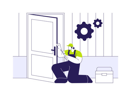 Doors installation abstract concept vector illustration.のイラスト素材