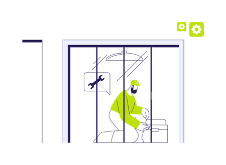 Sliding doors installation abstract concept vector illustration.のイラスト素材