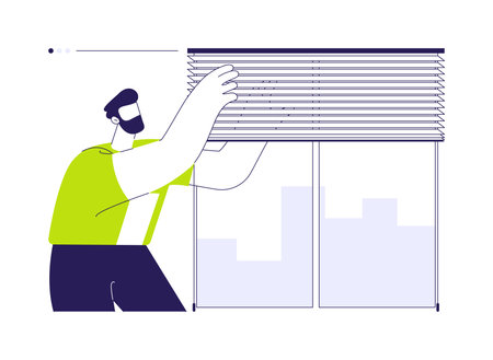Hanging blinds abstract concept vector illustration.のイラスト素材