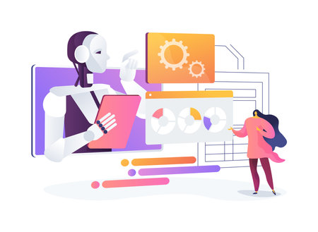 AI-Enhanced Compliance and Regulatory Reporting abstract concept vector illustration.のイラスト素材