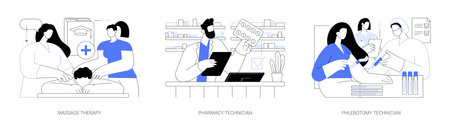 Healthcare studies isolated cartoon vector illustrations seのイラスト素材