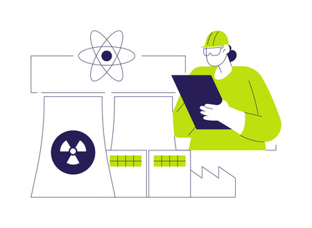 Nuclear fusion abstract concept vector illustration.のイラスト素材